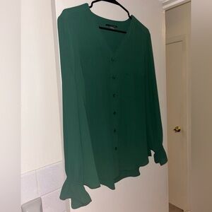 Tahari Dark Green Blouse
